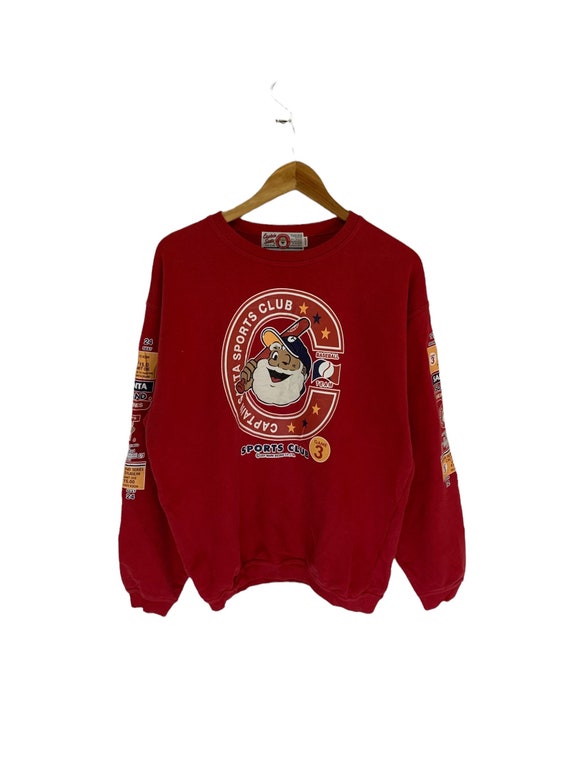 Vintage 90s Captain Santa Sports Club World Sweatshirt Big Logo 
