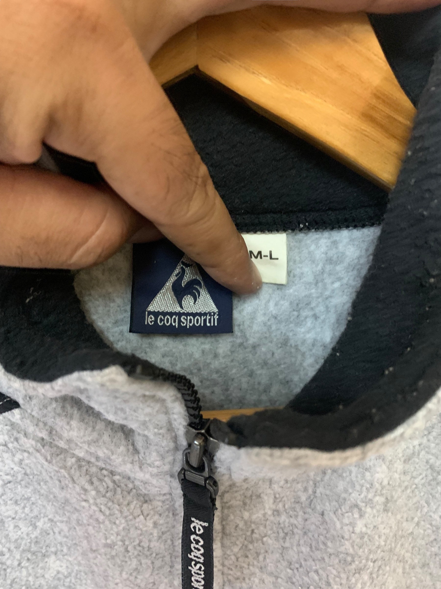 vintage le coq sportif fleece jacket sidetape size medium large winter session