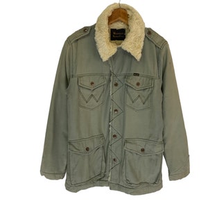 vintage wrangler jacket fur lining classic design faded jacket women rare