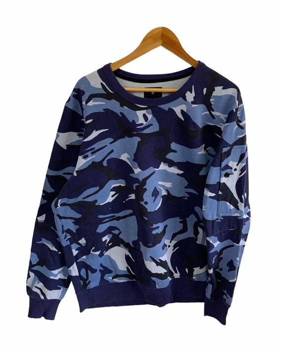 Vintage G Star Raw Sweatshirt All Over Print Army Stripes Marine