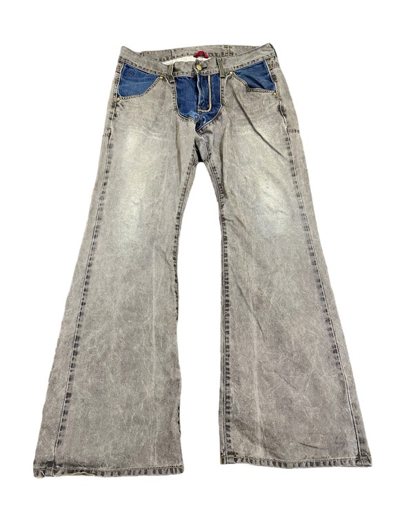 vintage edwin 503 rare design patchwork wide leg … - image 1