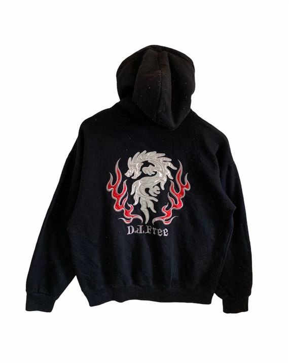 Vintage 90s Dj Free Hoodie Sweatshirt Big Logo Jumper