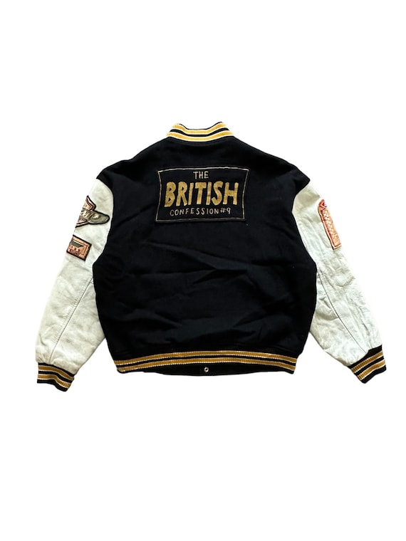Vintage 90s Stadium Leather Varsity Jacket Wool Leather Sleeves