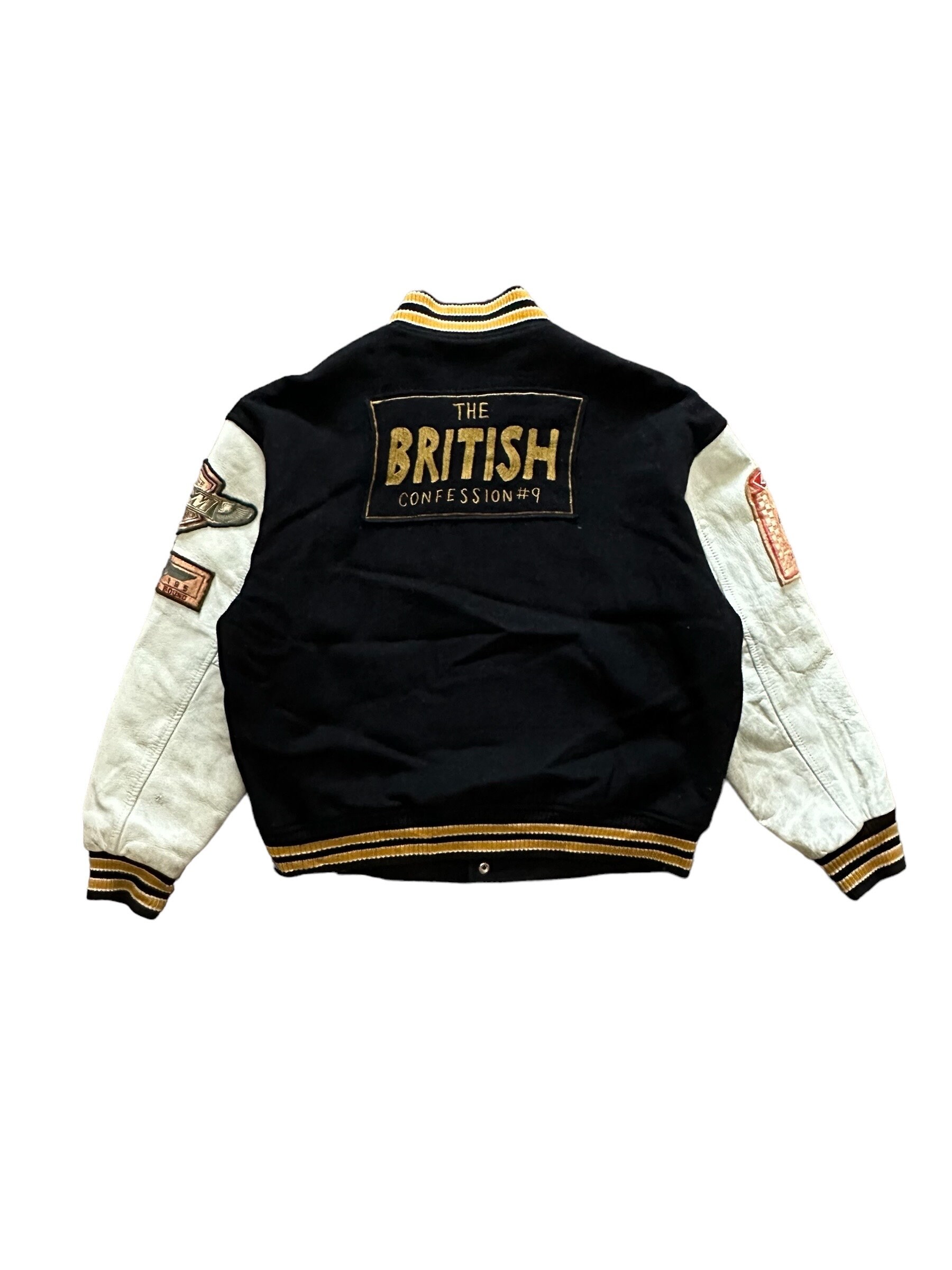 Vintage 90s Stadium Leather Varsity Jacket Wool Leather Sleeves