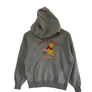 vintage winnie the pooh & piglet sweatshirt hoodie fleece jumper pullover big logo embroidery logo disney character