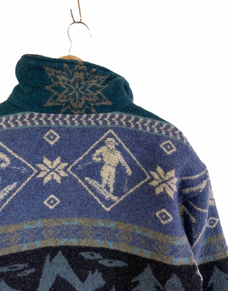 Vintage 90s Ll Bean Wool Jacket Skiwear Full Over Print Etsy