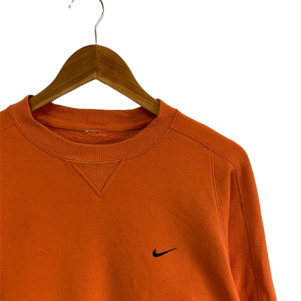 vintage nike embroidery logo sweatshirt rare colour orange small logo medium size jumper pullover nike acg nike crewneck