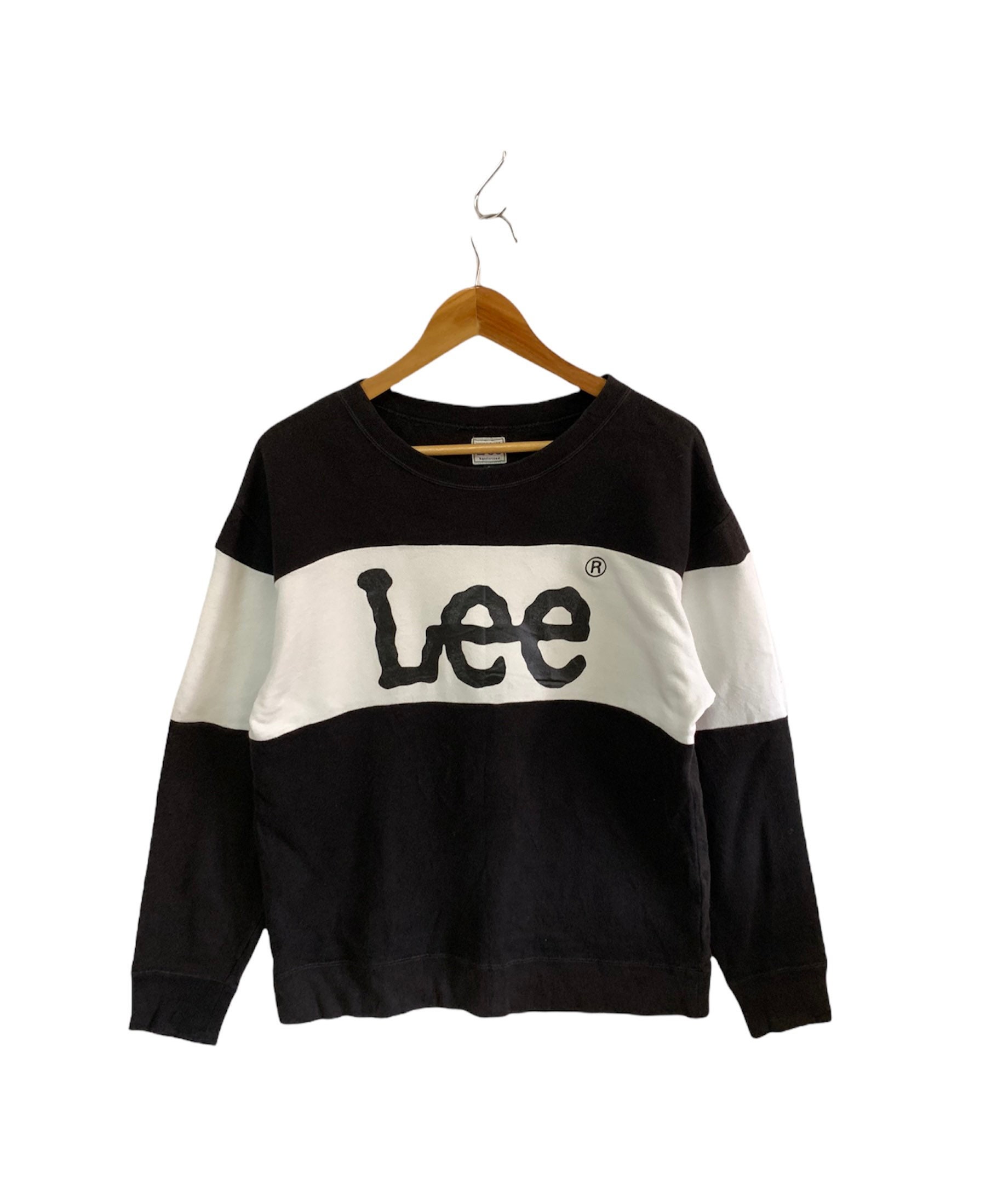 Vintage Lee Union Made Sanforized Sweatshirt Black White Big Logo