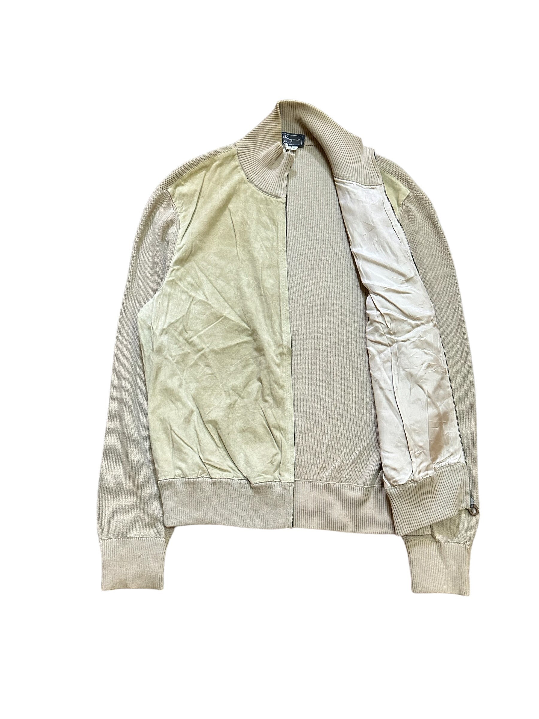 ヴィンテージ サルヴァトーレ フェラガモ 本革 ウール ジャケット フル