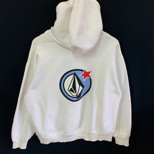 vintage 90s volcom sweatshirt hoodie big logo jumper pullover white sweatshirt skateboard brand