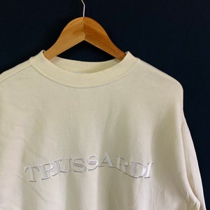 vintage 90s trussardi sweatshirt big embroidery logo jumper pullover large size trussardi crewneck