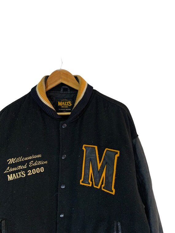Vintage Suntory Malts Beer Varsity Jacket Leather Wool