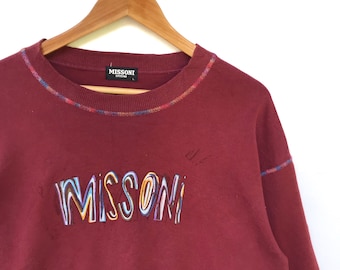 vintage missoni sweatshirt big logo spellout itlay brand designer jumper pullover missoni crewneck large size