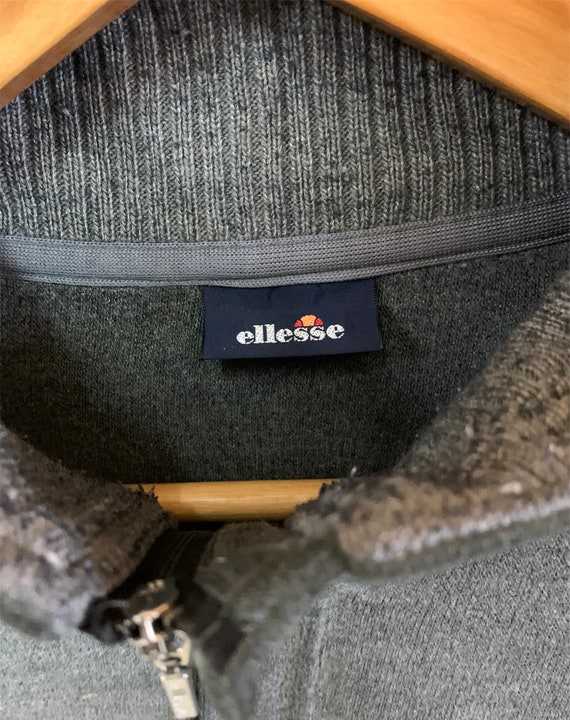 Vintage 90s Ellesse Sweatshirt Half Zip Velvet Suede Jumper