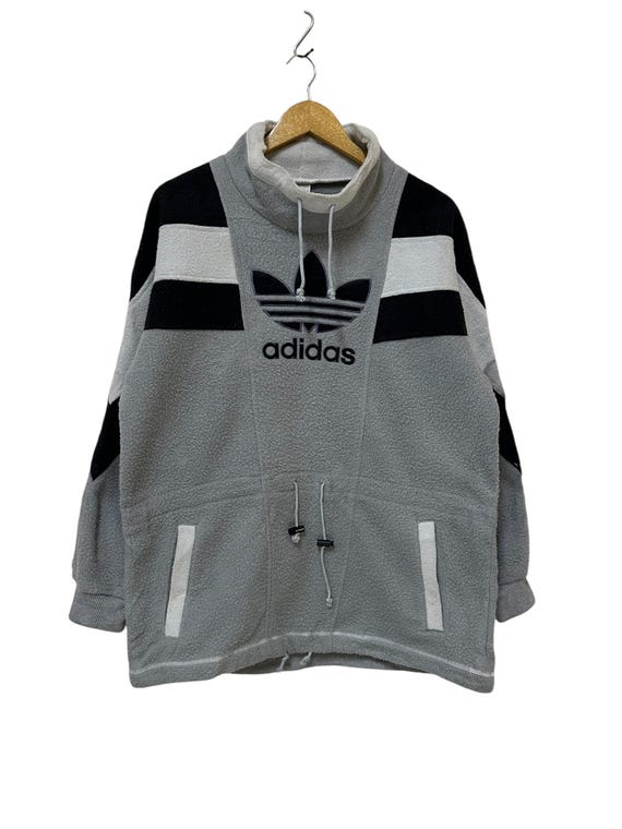 Vintage 80s Adidas Sweatshirt Fleece Winter Fashion Descente Gray 