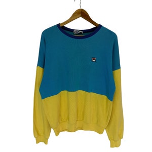 vintage 90s fila sports sweatshirt jumper pullover multicolour small logo