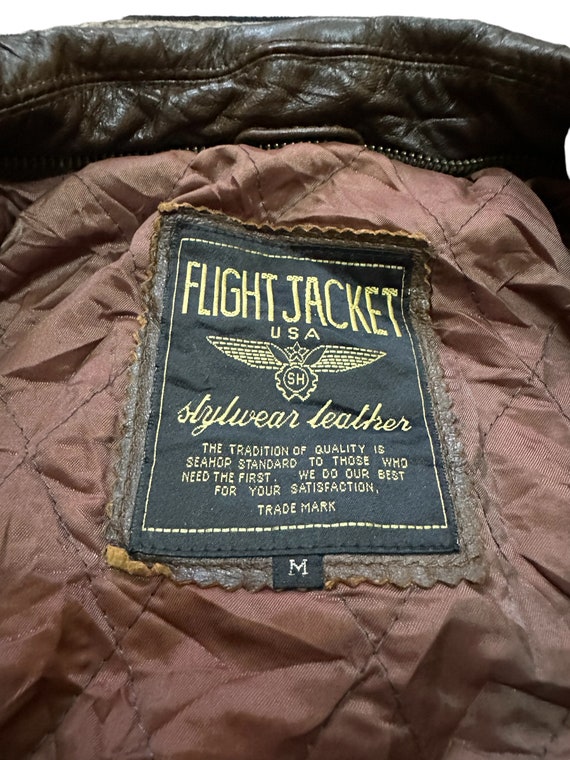 Vintage 90s Flight Leather Jacket Full Zipper Real Leather