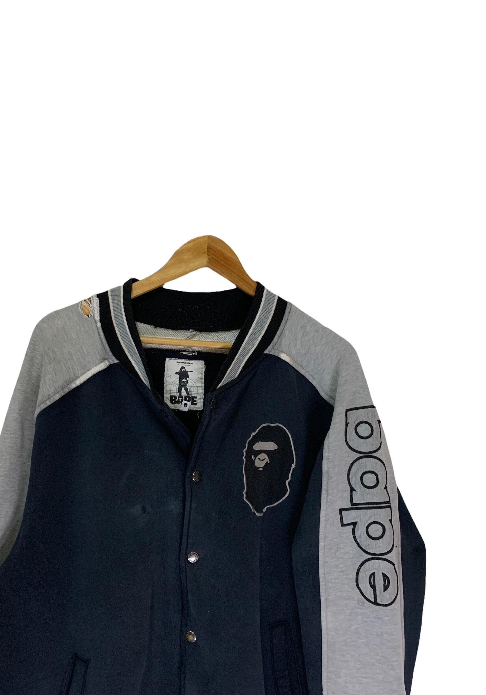 Vintage Destroy Bathing Ape Varsity Jacket Snap Button Rare