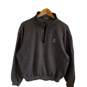 vintage 90s le coq sportif half zipped jumper crewneck jumper pullover sports sweatshirt