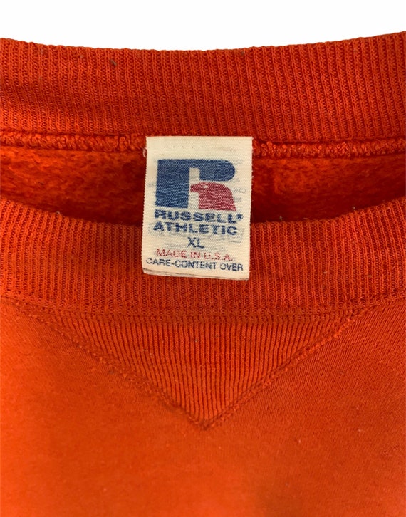Vintage 90s Russell Athletic Sweatshirt Plain Sweatshirt Orang