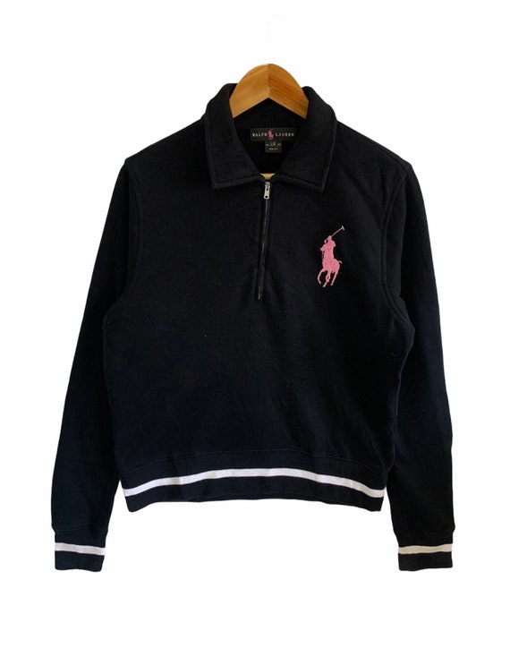 Vintage Polo Ralph Lauren Sweatshirt Big Logo Half Zip Large Women Size  Jumper Pullover Women Polo Sweatshirt 