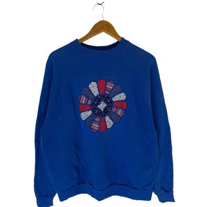 bluza z tultexu z lat 90., patchwork, rzadki wzór, sweter