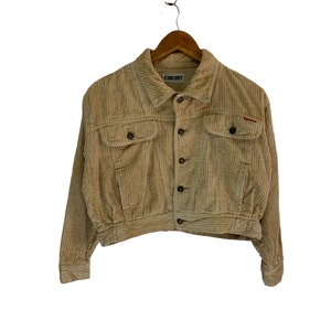 vintage japanese brand corduroy women jacket crop jacket nice design