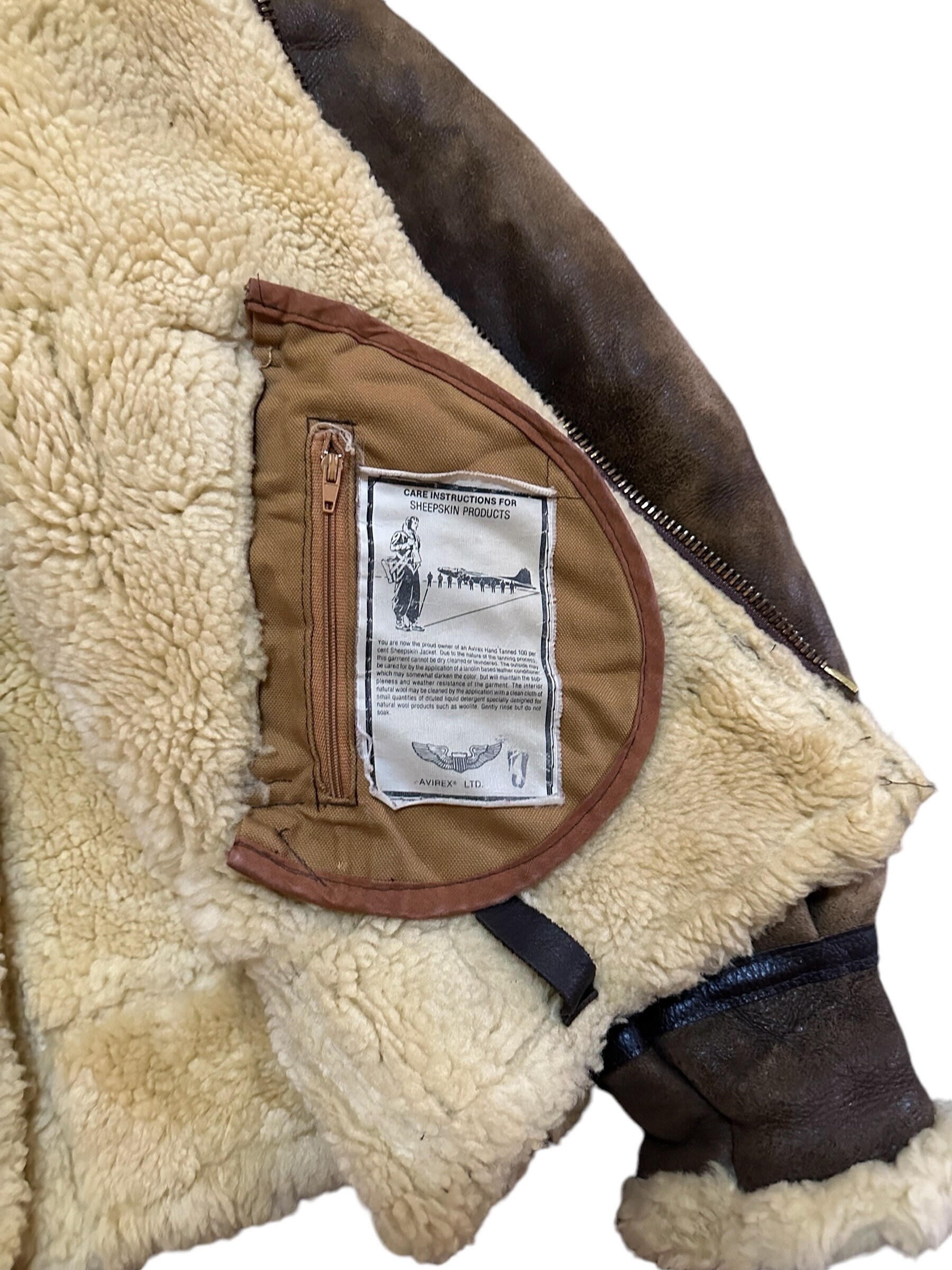 Vintage 90s Avirex Usa B3 Sheepskin Jacket Aviator Jacket