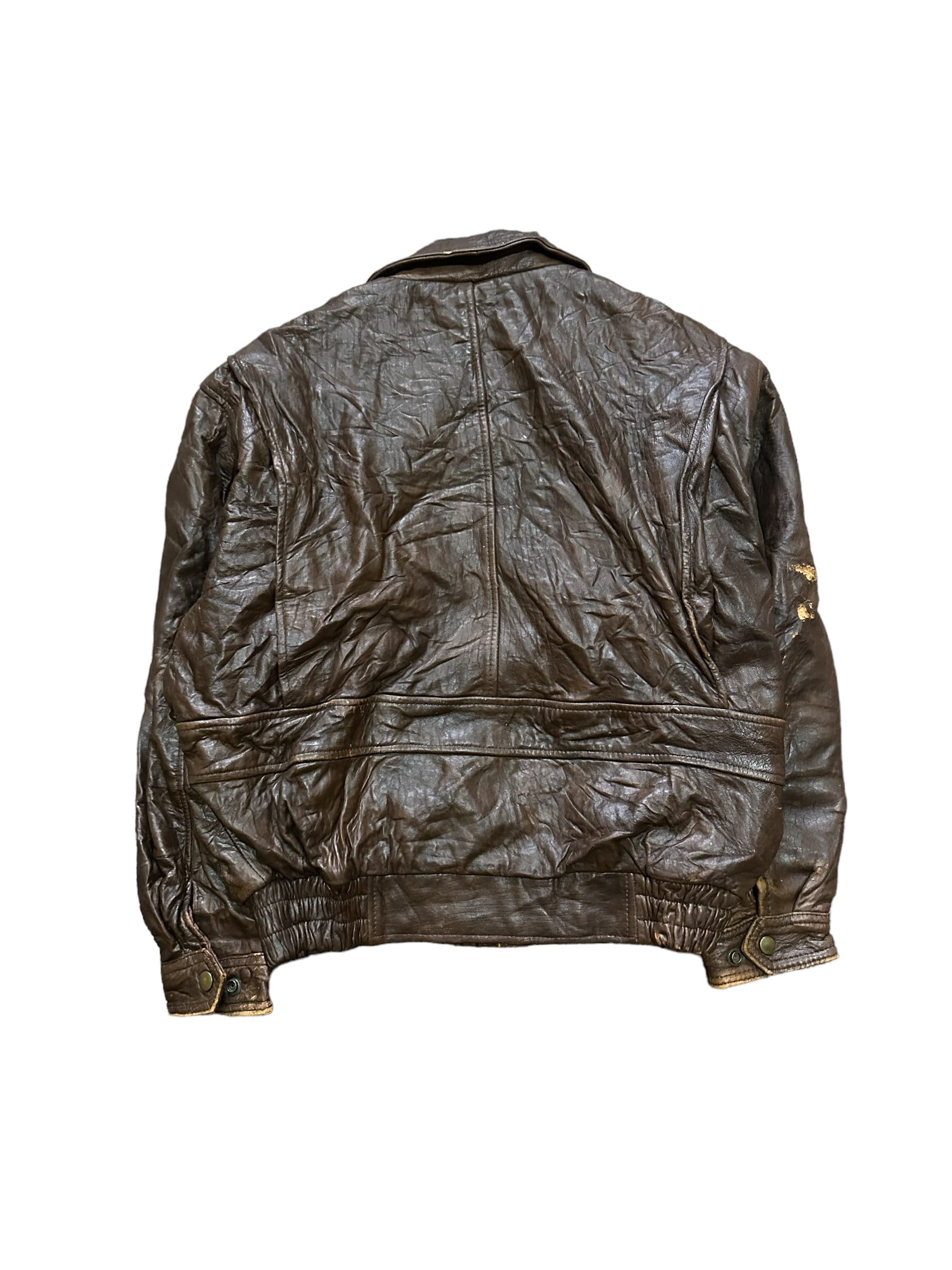 Vintage 90s Flight Leather Jacket Full Zipper Real Leather Vintage 90s Flight Leather Jacket Full Zipper Real Leather