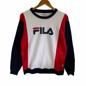 vintage fila sweatshirt big logo stripes jumper pullover large size hip hop swag