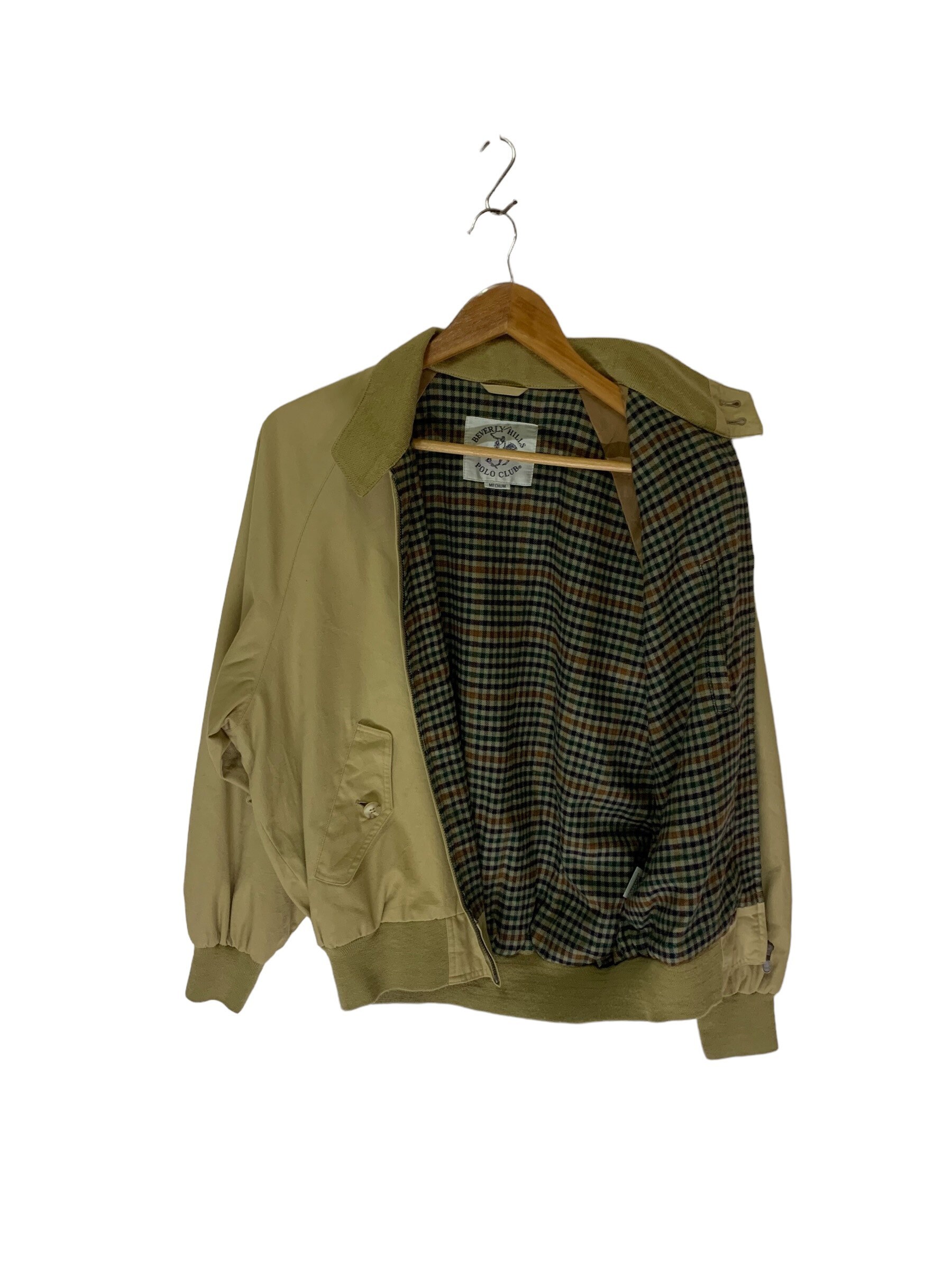 Vintage Beverly Hills Polo Club Harrington Jacket Plaid Lining 