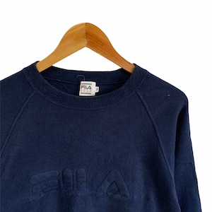 vintage 90s fila sweatshirt big logo embroidery logo 90s fashion top sports design crewneck jumper pullover large size