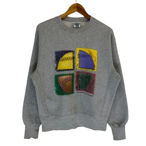 vintage 90s baseball sweatshirt 1997 copyright big logo jumper pullover baseball is an art vintage sports fashion