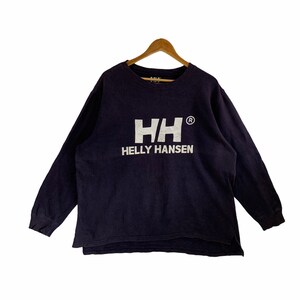 vintage 90s helly hansen sweatshirt big logo jumper pullover nicely faded small size outdoor fashion vintage