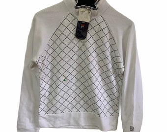 Felpa vintage nuova con etichetta Fila Biella Italia mezza zip da donna taglia grande maglione pullover piccolo logo stampa hip hop swag