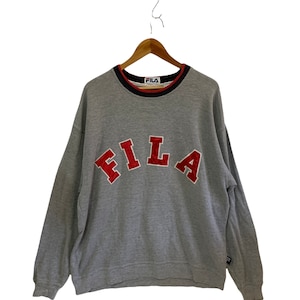 vintage 90s fila sweatshirt spellout logo big logo jumper pullover made in canada oversized sweatshirt sportswear fashion