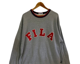 vintage 90s fila sweatshirt spellout logo big logo jumper pullover made in canada oversized sweatshirt sportswear fashion