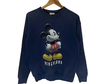 Sudadera vintage de los 90 de Mickey Mouse del Disneyland Resort, con logo grande, estilo jersey, con un bonito efecto desgastado.