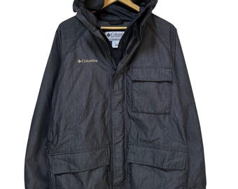 Chaqueta vintage de titanio de la empresa de ropa deportiva Columbia, con capucha, de nailon y poliéster.