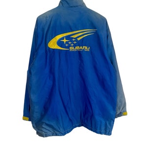 vintage 90s subaru sti light jacket faded colour big logo rare fashion racing jacket