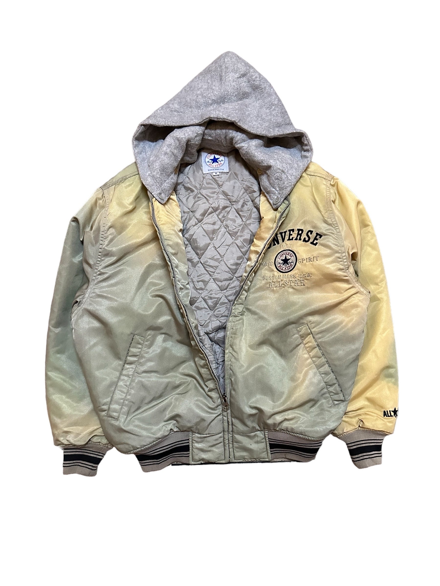 ジャケット・アウター 90s converse suede leather bomber jacket Vintage 90s Converse Chuck Taylor All Star Varsity Pig Skin