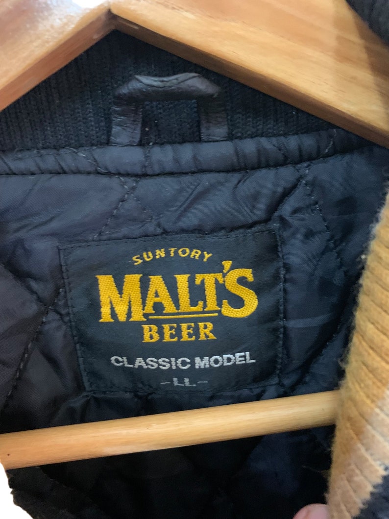 Vintage Suntory Malts Beer Varsity Jacket Leather Wool Jacket Etsy
