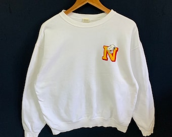 Felpa vintage anni '90 con logo ricamato di Snoopy Peanuts, maglione, felpa bianca di medie dimensioni, maglione unisex, outfit alla moda per adolescenti