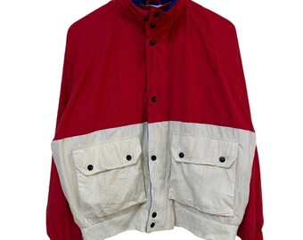 Vintage 90s Oshkosh Light Bomber Jacket White Red Rare Design - Etsy