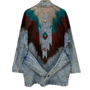 Vintage 90er Jahre Sundance Denim Wear Jacke Knopflose Jacke Navajo-Stil nach Maß in den USA