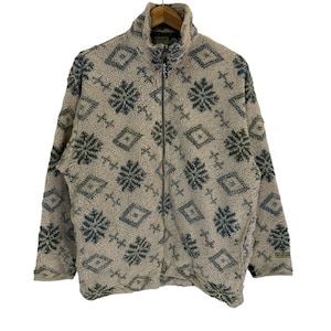 vintage 90s whole earth collection descente fleece jacket print rare design