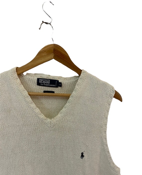 Vintage 90s Polo Ralph Lauren Knit Vest Small Pony Logo White - Etsy