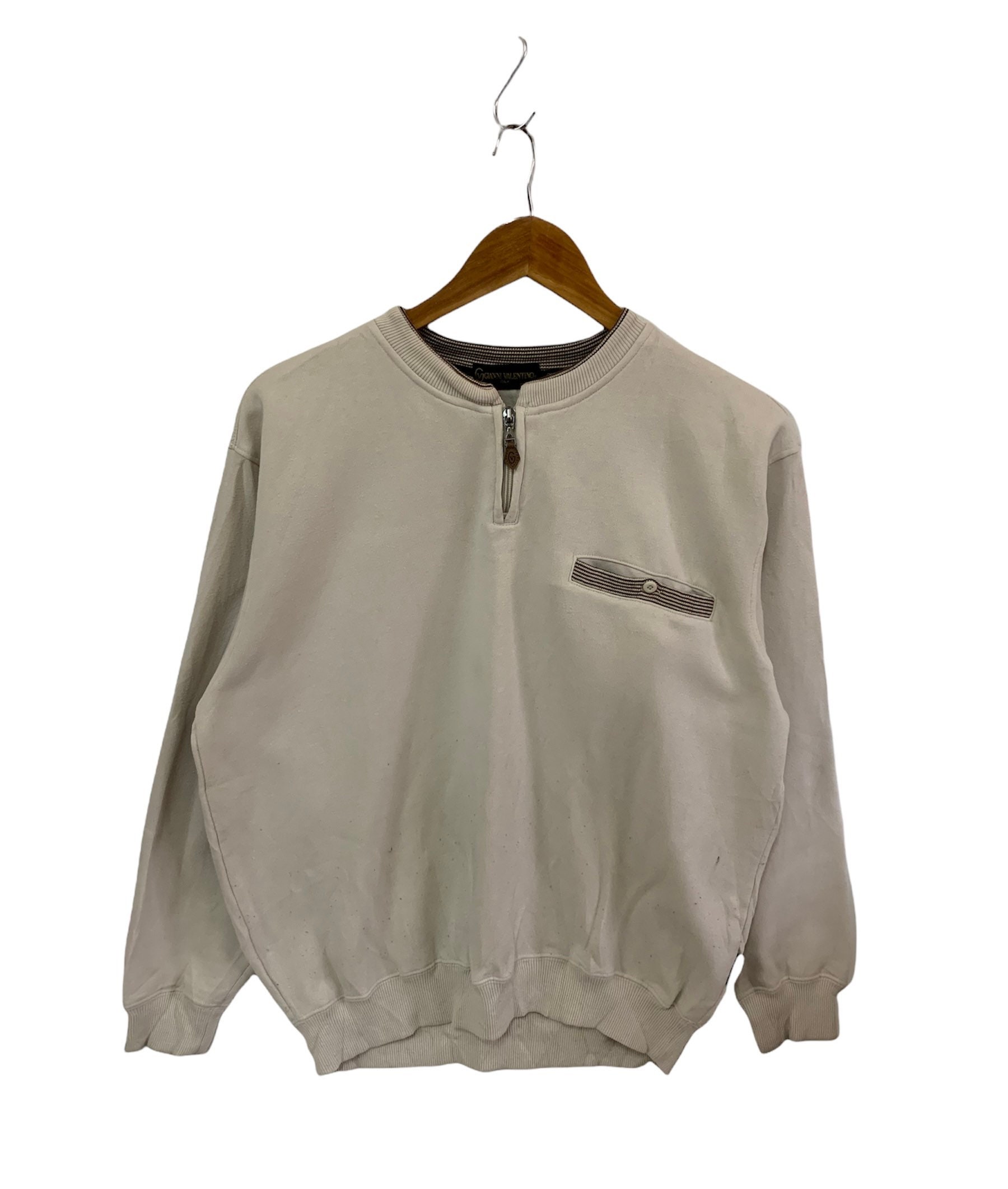 【VALENTINO】1990s Half Jip Logo S/S Knit Vintage 90s Claudio Valentino Paris Sweatshirt Half Zip