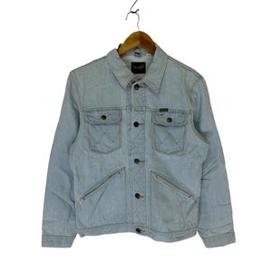 vintage 90s wrangler trucker jacket denim scovill