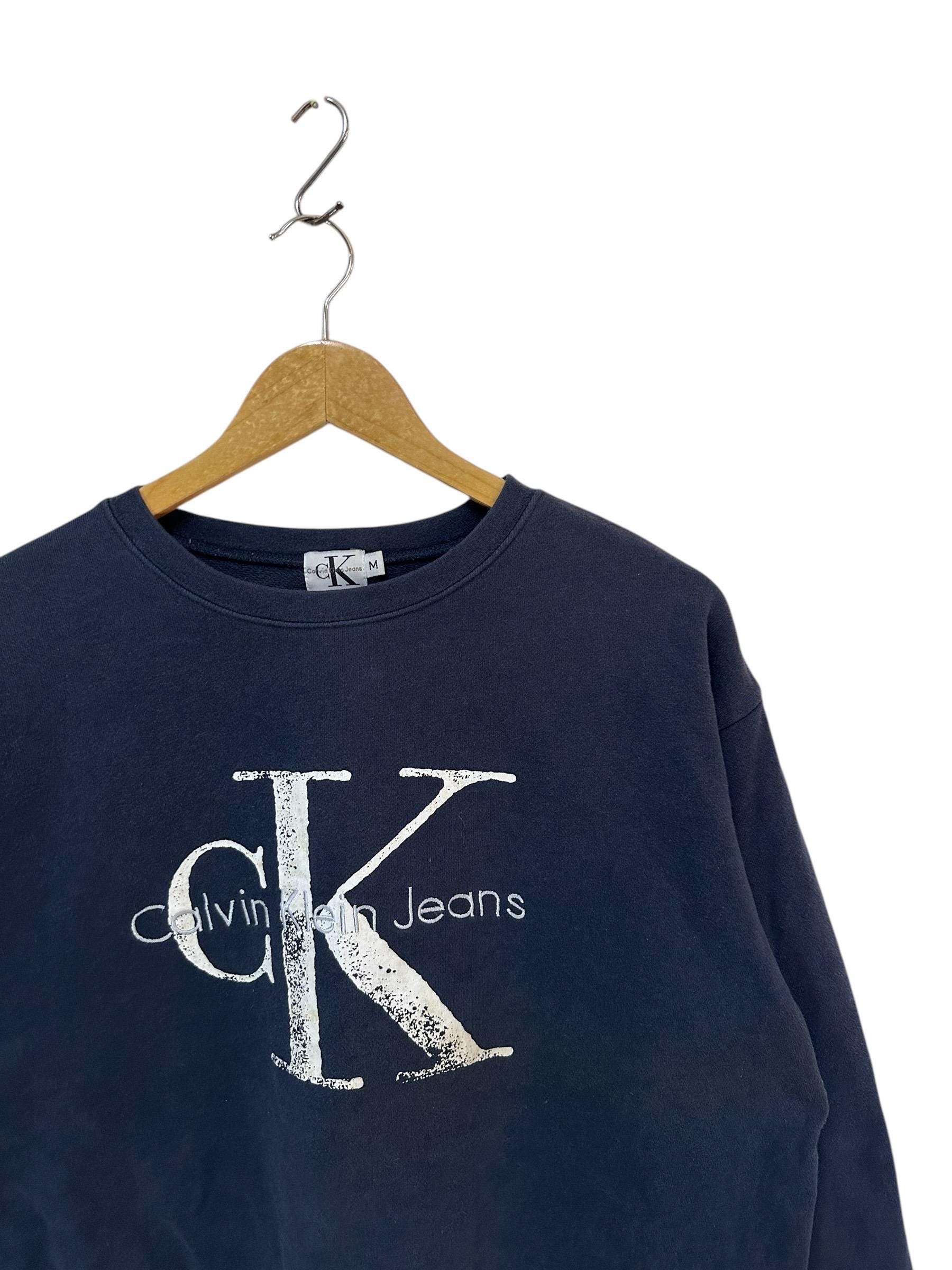 Vintage 90s Calvin Klein Jeans Sweatshirt Big Logo Embroidery 